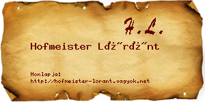 Hofmeister Lóránt névjegykártya
